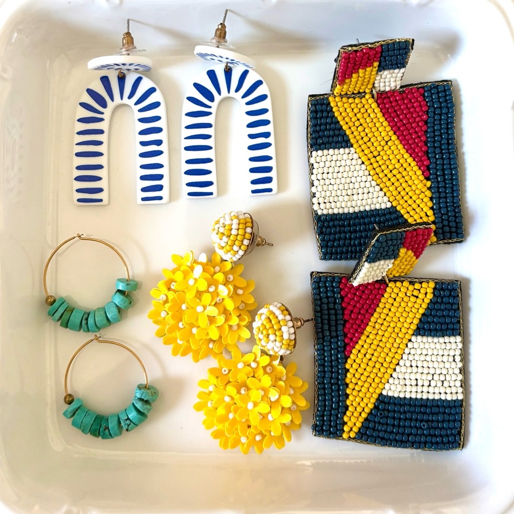Summer Earrings ( Lot of 4 ) Sunshine, Nautical and Turquoise!